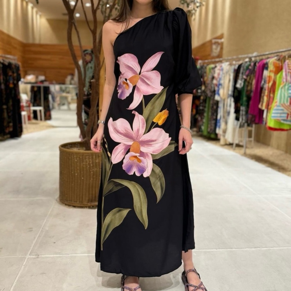 FARM Rio One Shoulder Orchids Dress Size M